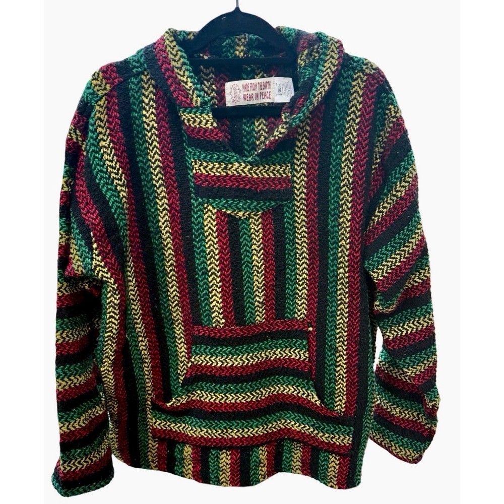 Made From The Earth Rasta Baja Hoodie XL Hippie Festival Pullover